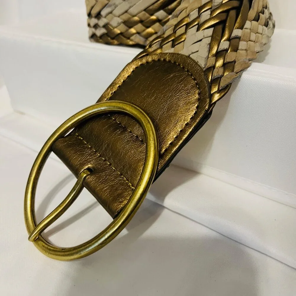 Braided Belt-Women's Size Small-2 1/2" wide-Bronze/Tan mix-Casual-Lightweight - Picture 6 of 13